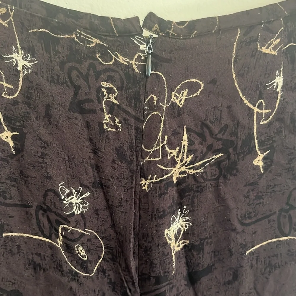 Vintage Sigrid Olsen Midi Skirt Brown Y2K Abstract  Autumn‎ Tiered Whimsigoth